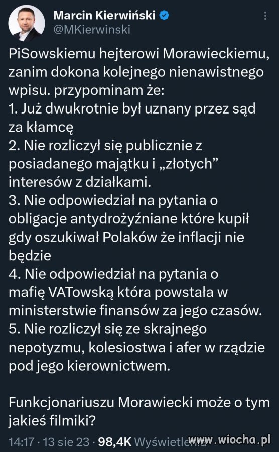 Funkcjonariuszu Morawiecki, może o tym jakieś filmiki?