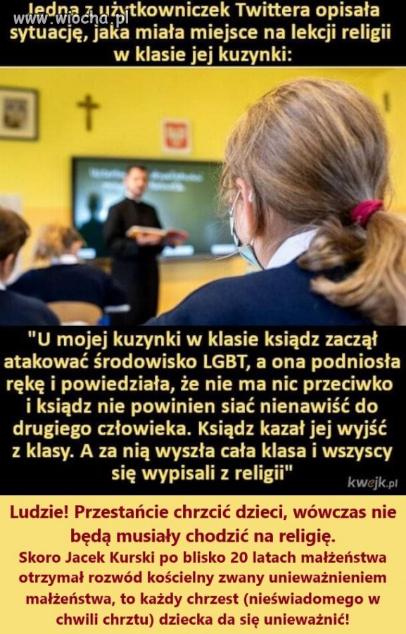 Religia w polskich szkołach to patologia 