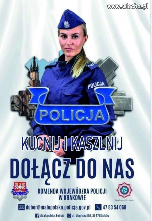 Plakat promujący dołączenie do policji na przystanku