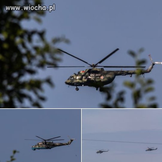 Białoruskie śmigłowce w okolicach Białowieży