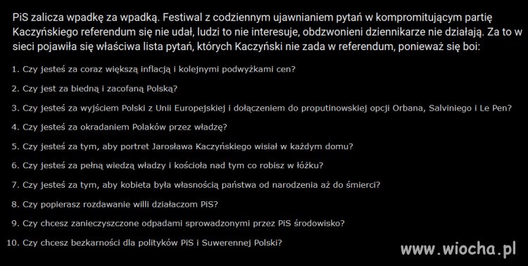 Pytania, których nie zada Kaczyński w referendum!