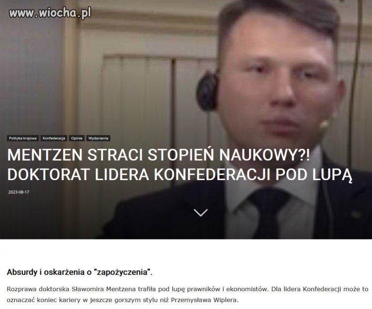 Mentzen w mediach kreuje się na niepodważalny autorytet...