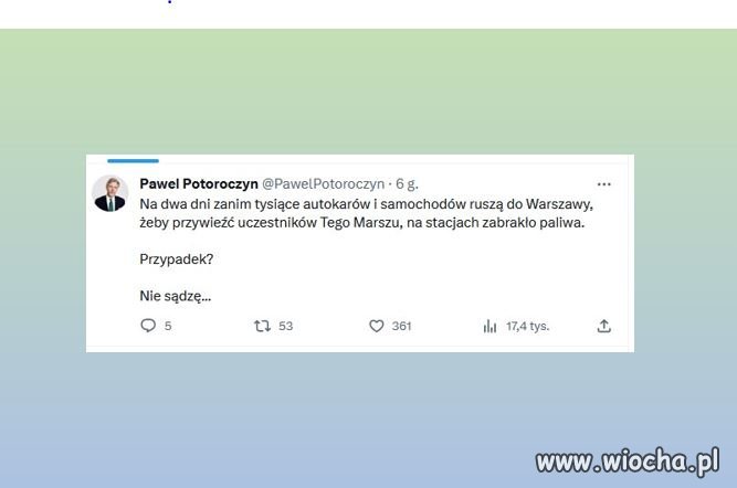 Paliwa zabrakło akurat przed marszem...