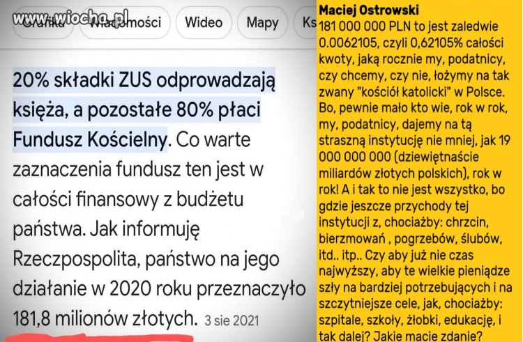 I dlatego powinien być rozdział kościoła od państwa. 