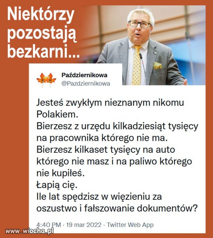 Masakra że to się dzieje naprawdę. Że takie dno jak ten osobnik jest elitą władzy.