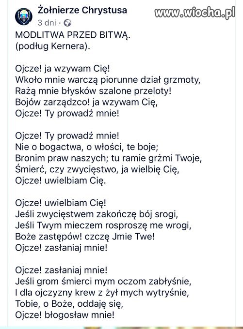 Modlitfa przed bitfą