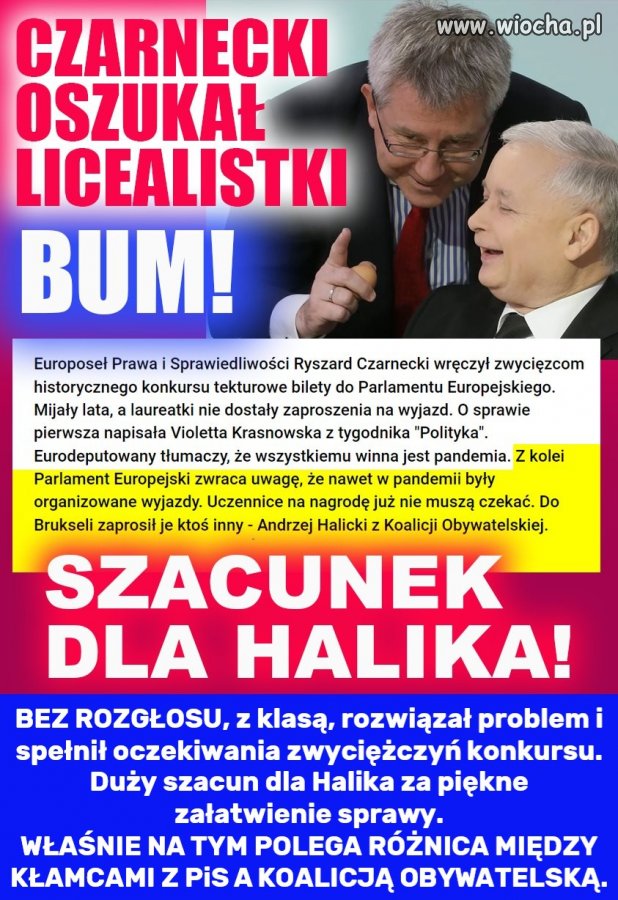 Do Brukseli zaprosił je ktoś inny - Andrzej Halicki z Koalicji Obywatelskiej.