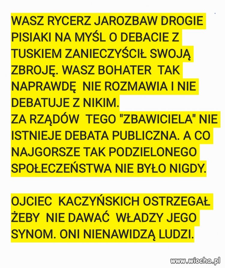 Bo Jarozbaw to tchórz