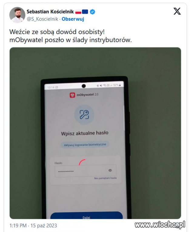 Rządowa aplikacja mObywatel przestała działać.