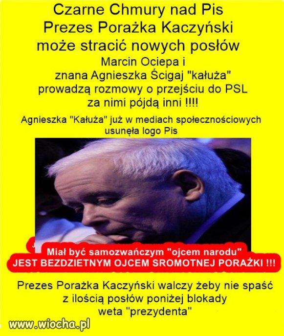 Prezes Porażka Kaczyński może stracić nowych posłów