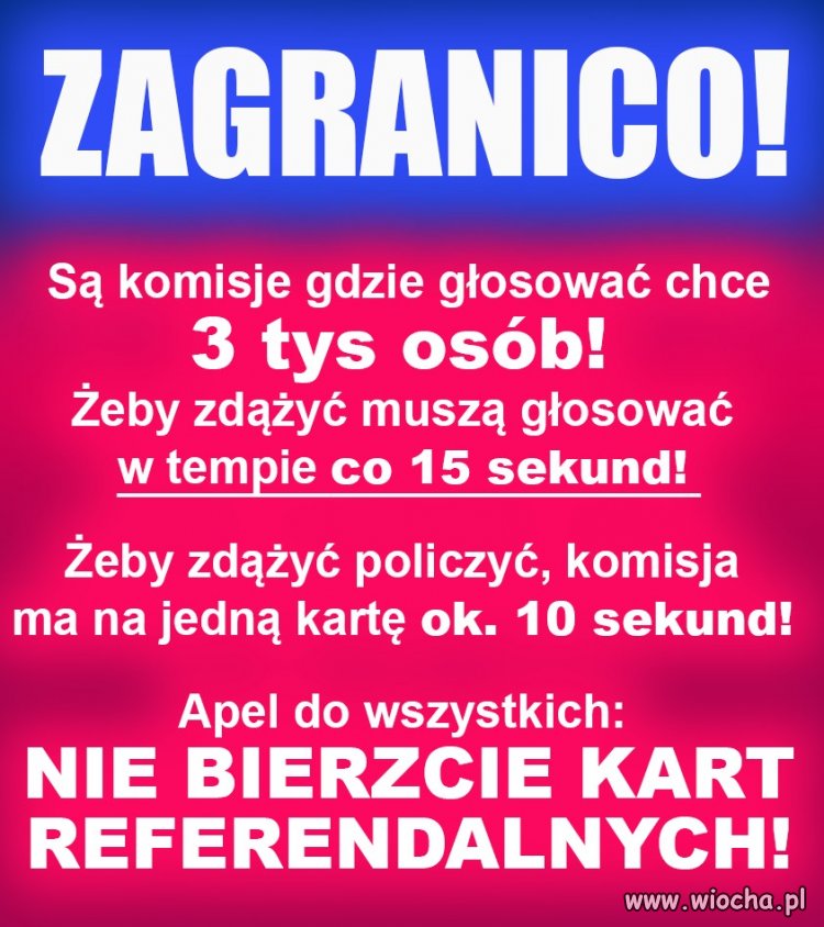 Nie bierzcie kart referendalnych, głosujcie szybko, wpuszczajcie kolejnych. Pomagajcie sobie wzajemnie!