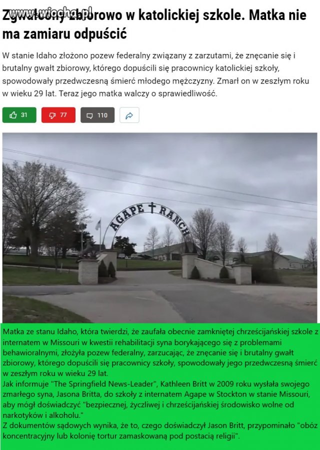 Zgwałcony zbiorowo w katolickiej szkole