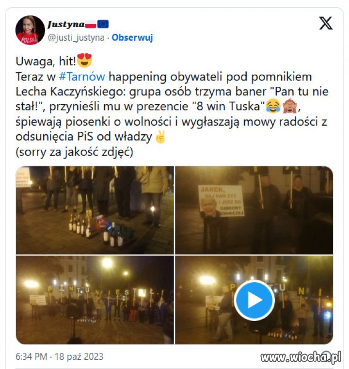 Początek depisyzacji, pod pomnikiem Kaczyńskiego: Pan tu nie stał!