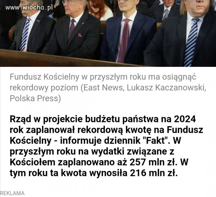 Rząd zwiększa kwotę na fundusz kościelny