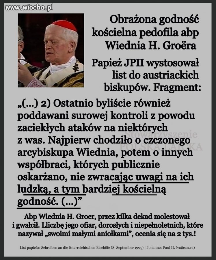 Jednoznaczna obrona pedofila przez JPII. 