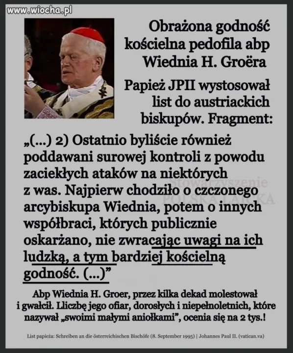 Jednoznaczna obrona pedofila przez JPII. 