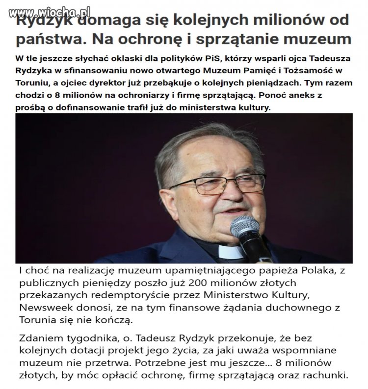 Rydzyk domaga się kolejnych milionów od państwa.