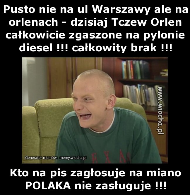 Pusto nie na ul Warszawy ale na orlenach - dzisiaj