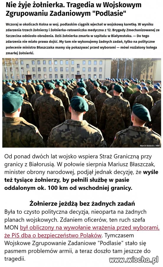 Nie żyje żołnierka. Tragedia w Wojskowym 