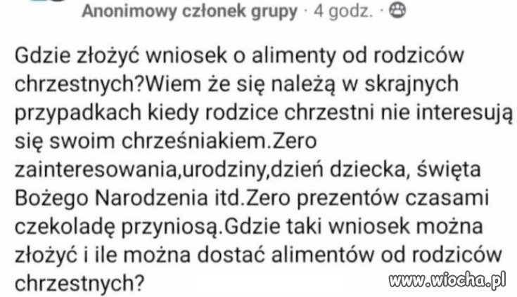 Podobno alimenty można dostać