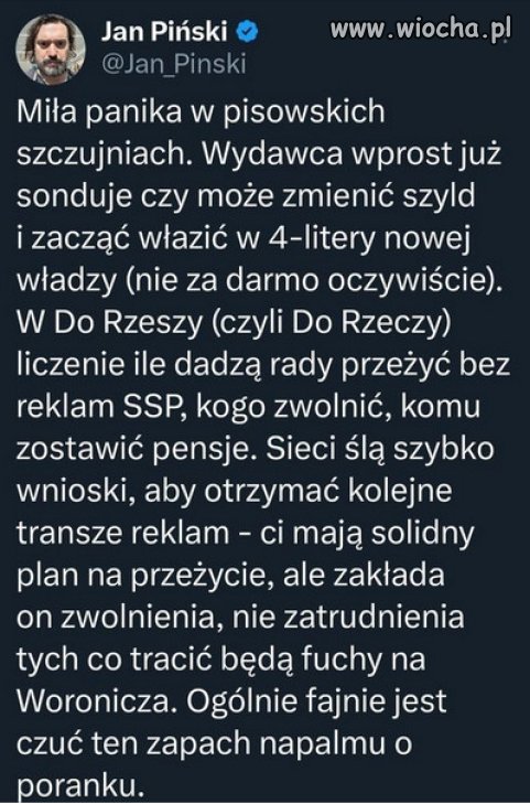 Bez dotacji nie przeżyją, czego im serdecznie życzę.