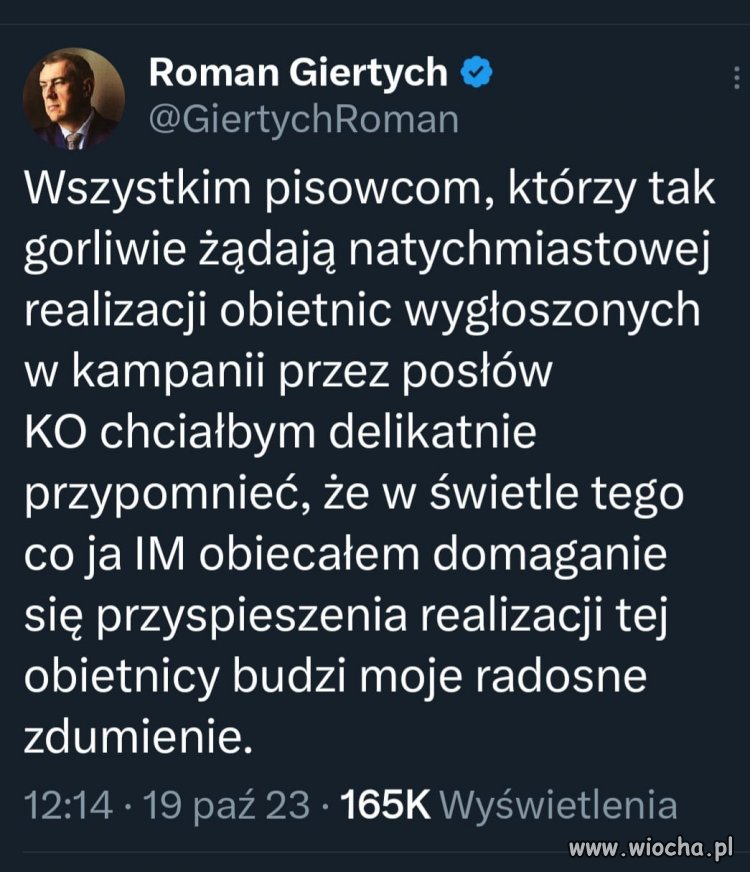 Już nie mogę się doczekać spełnienia obietnic Giertycha 