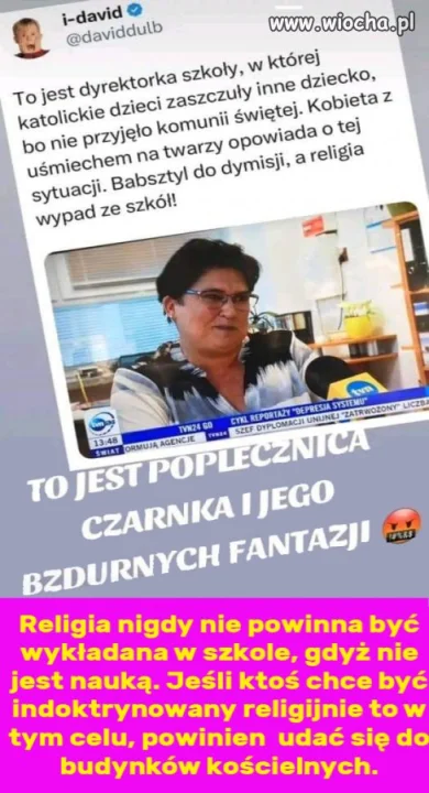 Religia nigdy nie powinna być wykładana w szkole, gdyż nie jest nauką. J