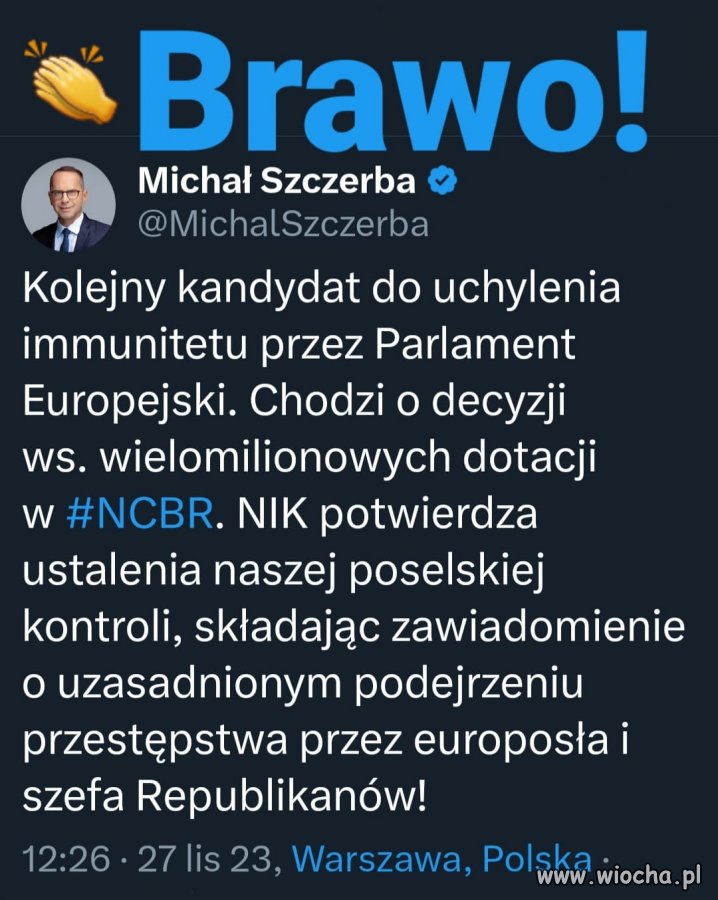 Super! Mamy nadzieję, że wniosek o uchylenie immunitetu przez PE wpłynie jak najszybciej