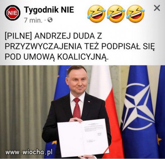Bardzo lubi się podpisywać. Wiadomo że nie czyta co podpisuje.
