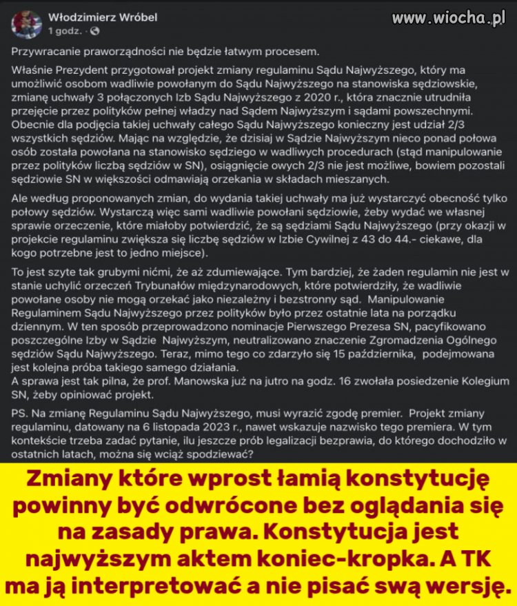 Sędzia Wróbel napisał o tym,