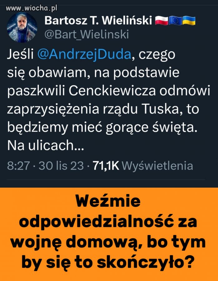 Mam nadzieję, że ''z bólem serca, ze łzą w oku'', ale zaprzysięże