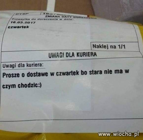Uwaga dla kuriera 