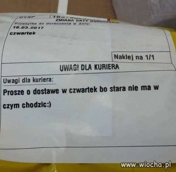Uwaga dla kuriera 