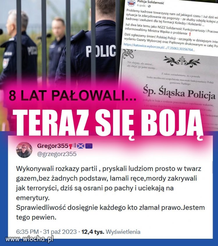 Szkoda ze przewodniczący solidarności milicji nie widział tego problemu 3.4 lata temu tylko teraz jak grunt się wali