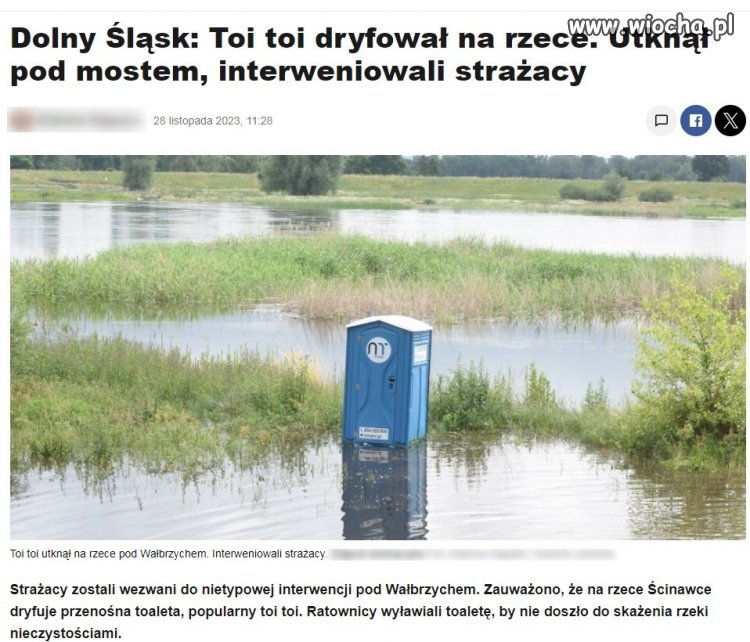Kibel dryfował sobie na rzece.