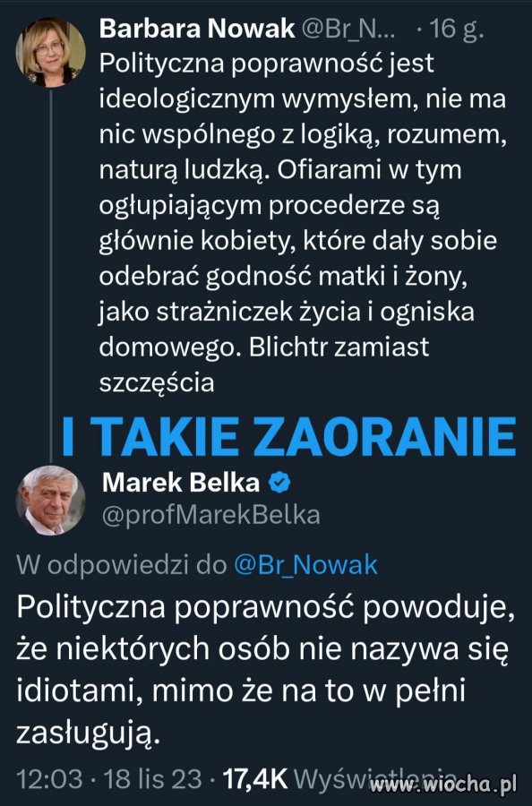 Ostatnie podrygi Nowakowej. Brawo za ripostę, p. Profesorze.