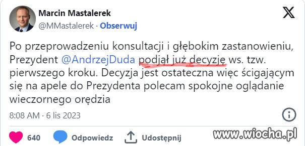 ...podjął decyzję.