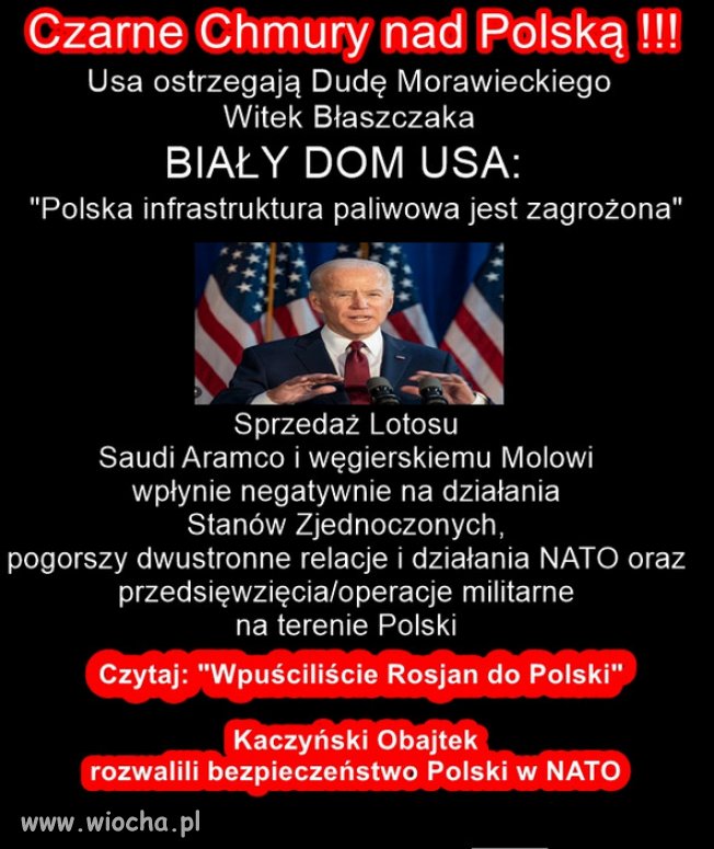 Biały Dom Usa ostrzegał przed sprzedażą Lotosu rosyjskim arabom !!!