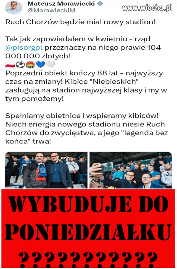 Chyba zapomniał, że w głosowaniu o wotum kibole nie pomogą.