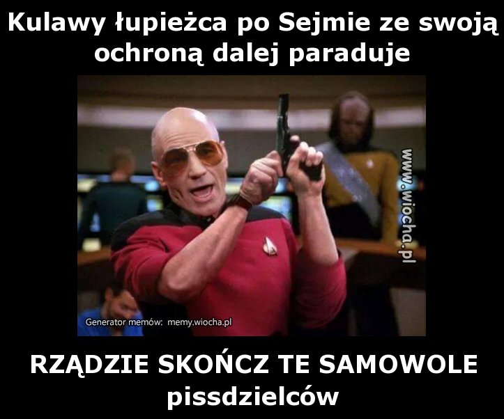 Kulawy łupieżca po Sejmie ze swoją ochroną dalej