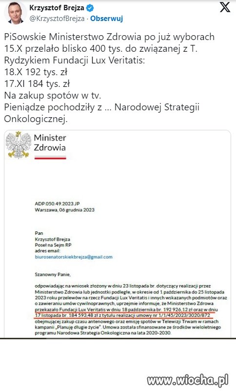 Płynie kaska do Rydzyka