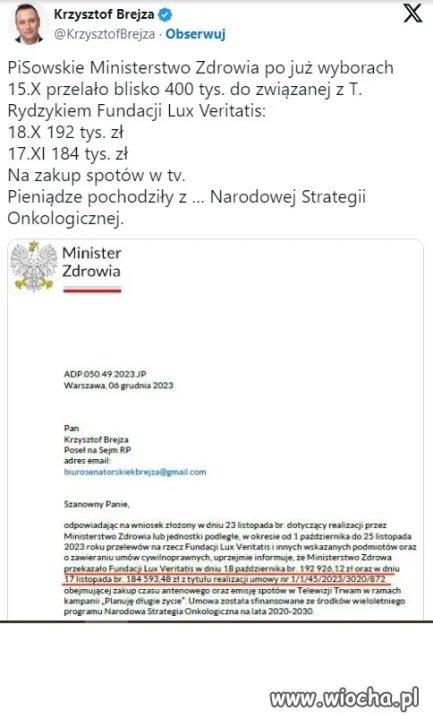 Płynie kaska do Rydzyka