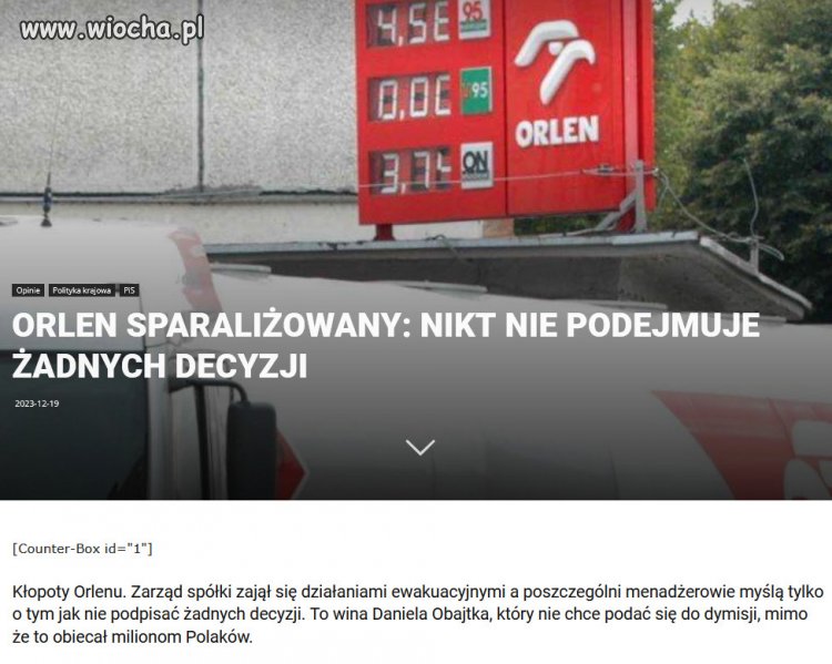 Daniel Obajtek jest winny paraliżu Orlenu, idol Kaczynskiego!