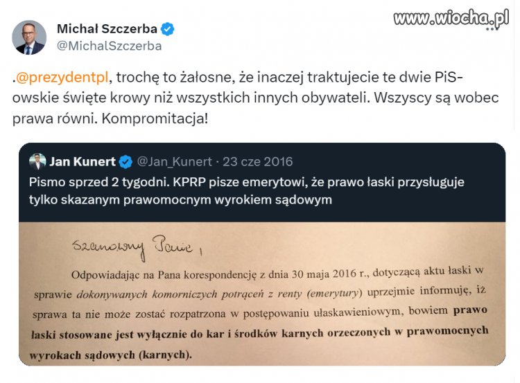 Bo pissowskie k**wy pan prezydent mierzy inną miarą