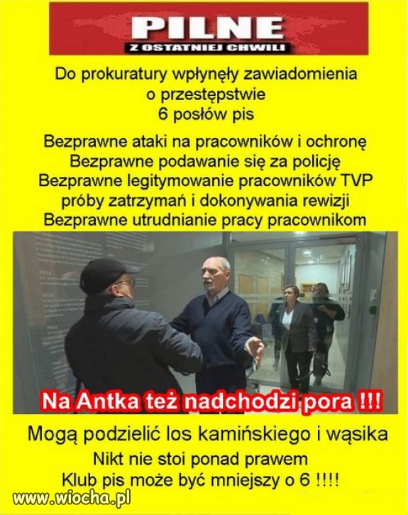 Nikt nie stoi ponad prawem  Klub pis może być mniejszy o 6 !!!