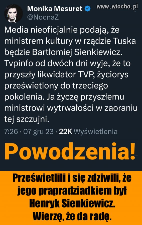 Panu Sienkiewiczowi życzę determinacji i wytrwałości w likwidacji szczujni