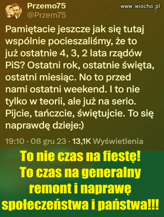 Dopiero w poniedziałek wieczorem