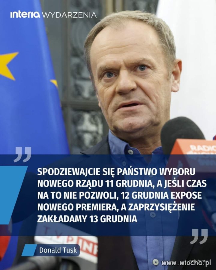 „-Nie będę opóźniał zaprzysiężenia rządu Donalda Tuska — oświadczył w piątek prezydent Andrzej Duda.”
