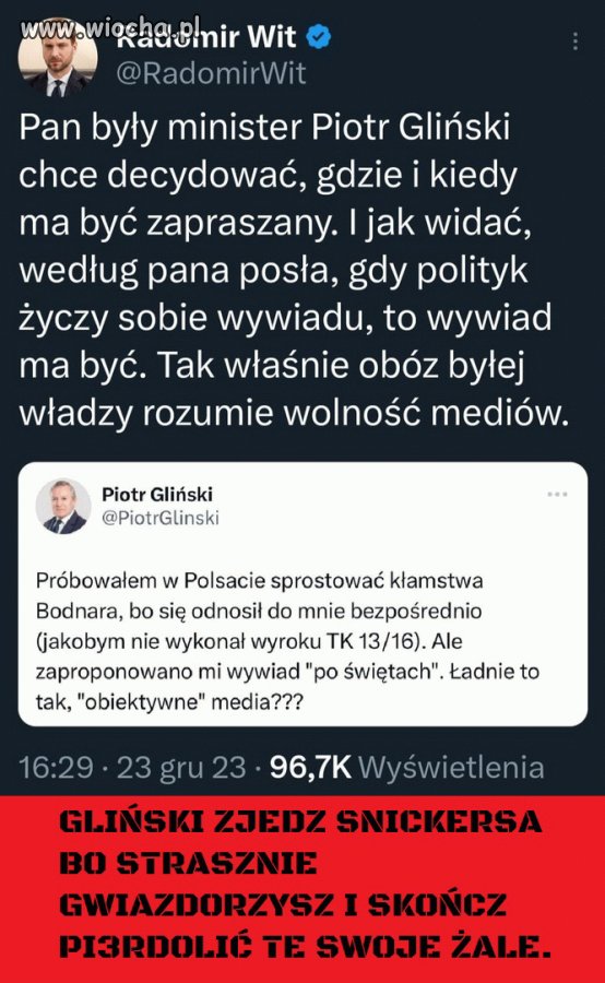 Gliński ty ćwoku pi3rdolony