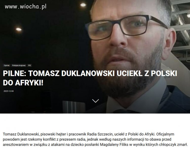 Duklanowski nie uniknie jednak odpowiedzialności.
